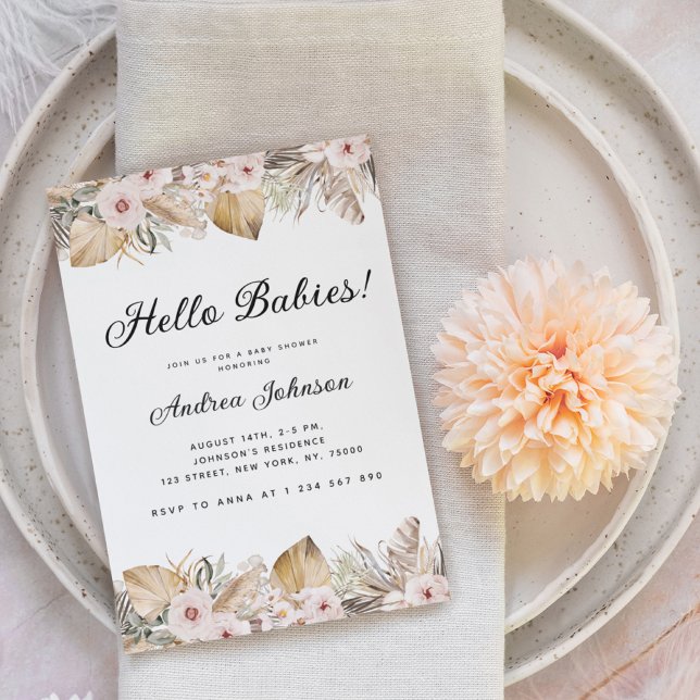 Invitación Pampas Tropicales Grass Dried Floral & Palm Leaves (Subido por el creador)