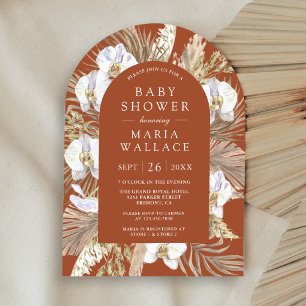 Invitación Pampas White Orchid Arch Baby Shower