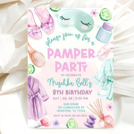 Invitación Pamper Fiesta Invite, Chicas Spa Cumpleaños, Fiest