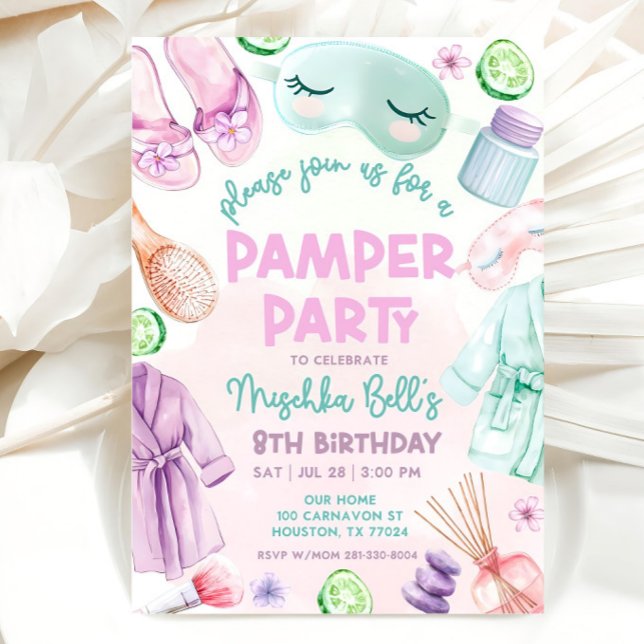 Invitación Pamper Fiesta Invite, Chicas Spa Cumpleaños, Fiest (Subido por el creador)