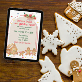 Invitación Pan de Jengibre Botones, Lazos y Filas de Gominola