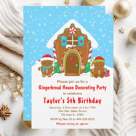 Invitación Pan de jengibre fiesta de cumpleaños azul y rojo