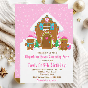 Invitación Pan de jengibre fiesta de cumpleaños brillante ros