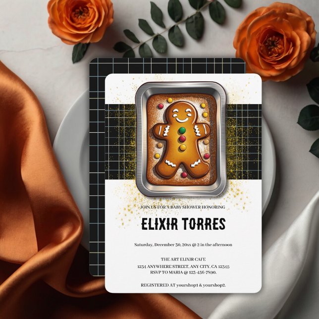 Invitación Pan de jengibre moderno en Pan Baby Shower (Subido por el creador)