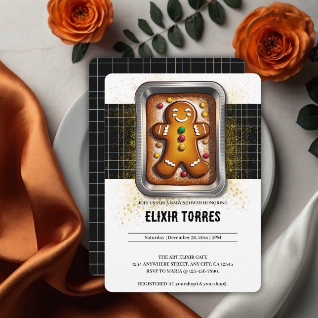 Invitación Pan de jengibre moderno en Pan Baby Shower (Subido por el creador)