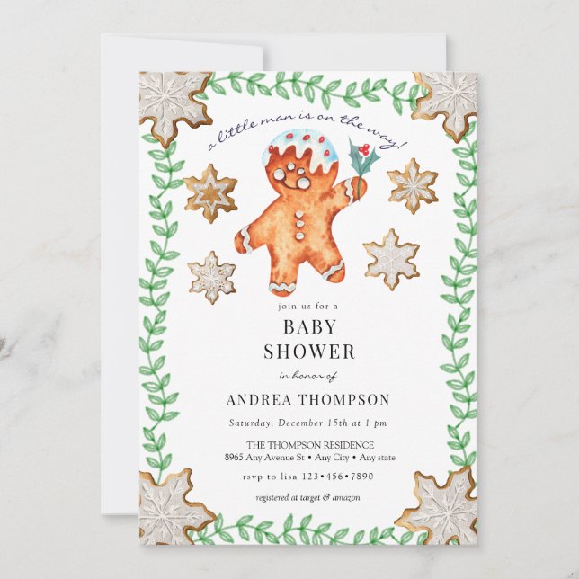 Invitación Pan de jengibre | NAVIDADES BABY SHOWER (Anverso)