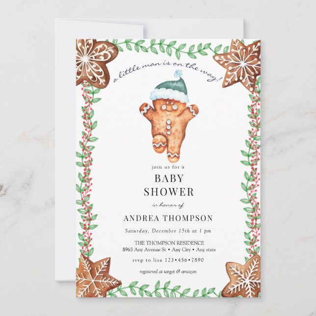 Invitación Pan de jengibre | NAVIDADES BABY SHOWER (Anverso)