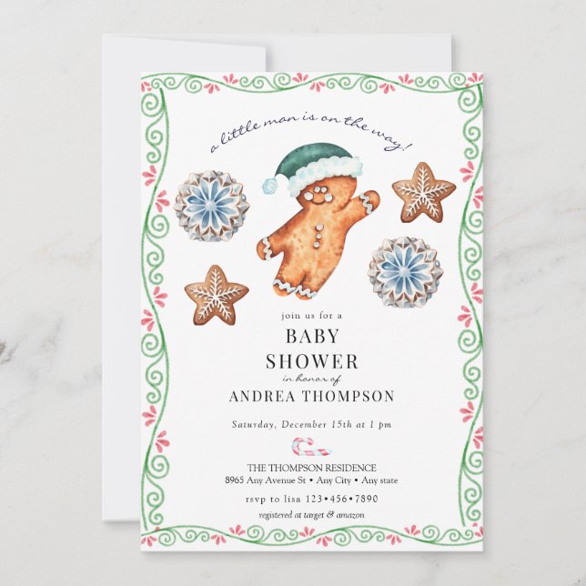 Invitación Pan de jengibre | NAVIDADES BABY SHOWER (Anverso)