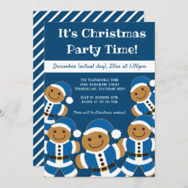 Invitación Pan de jengibre Santa Blue | Fiesta de Navidades