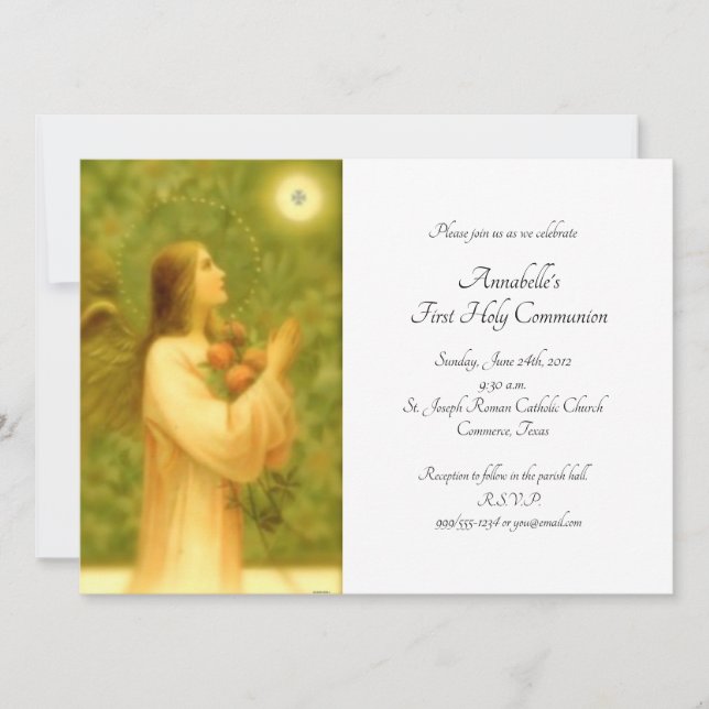 Invitación Pan de los Ángeles Primera Santa Comunión (Anverso)