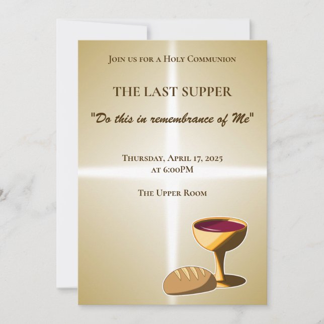 Invitación Pan y vino La última comunión de Pascua de la cena (Anverso)