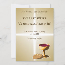 Invitación Pan y vino La última comunión de Pascua de la cena