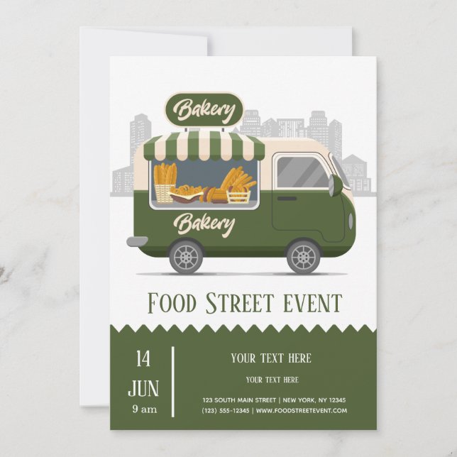 Invitación Panadería callejera de food truck (Anverso)