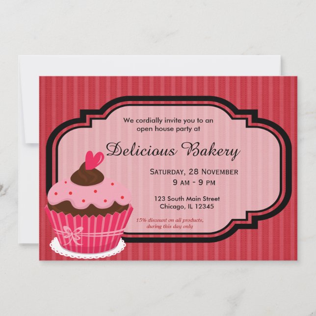 Invitación Panadería Cupcake (Anverso)