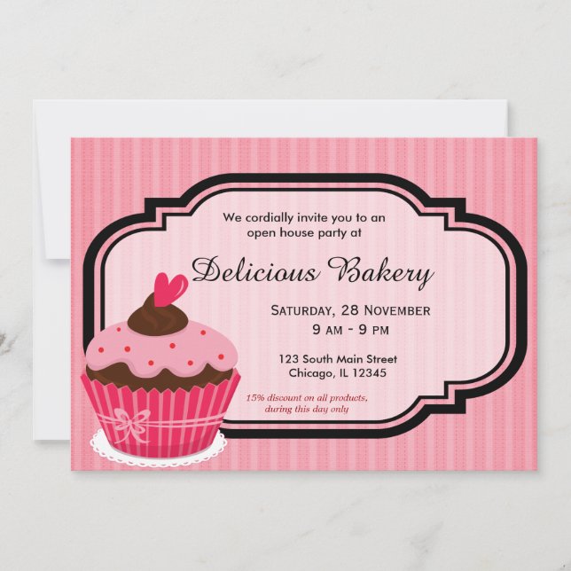 Invitación Panadería Cupcake (Anverso)