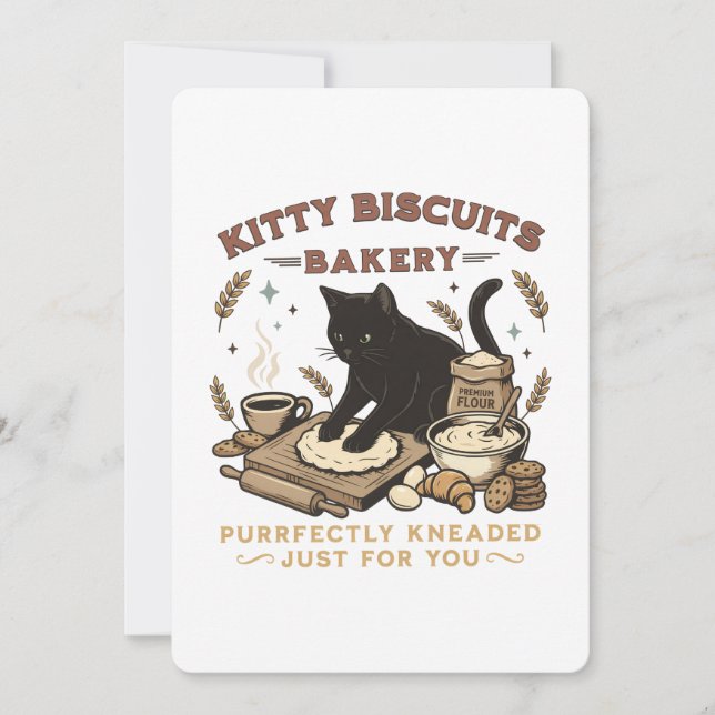 Invitación Panadería de Gatos Café Gatuno Perfectamente Amasa (Anverso)