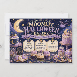 Invitación Panadería de Halloween a la luz de la luna