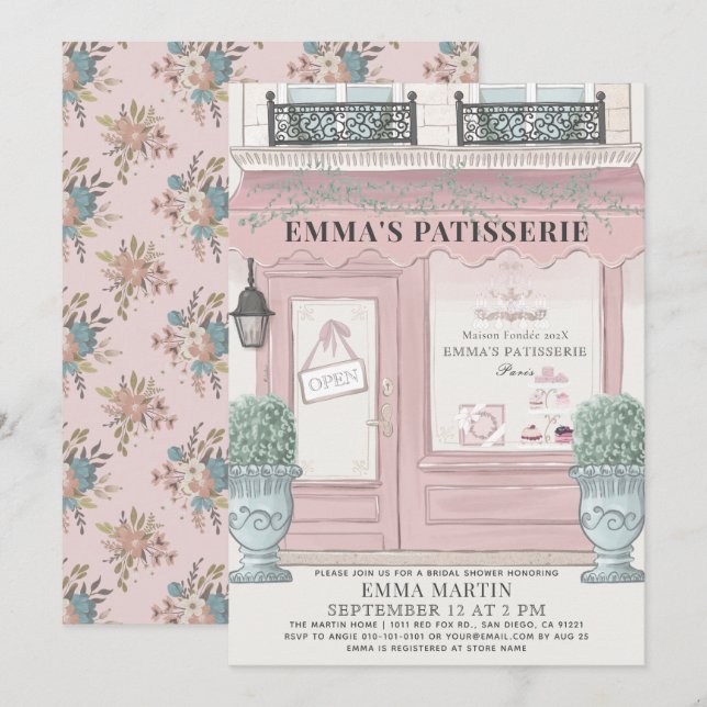 Invitación Panadería francesa Panadería Paris Ducha de Novias (Anverso / Reverso)