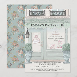 Invitación Panadería francesa Panadería Paris Green Bridal Sh