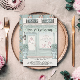 Invitación Panadería francesa París Green Baby Shower