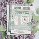 Invitación Panadería francesa Paris Green Bat Mitzvah<br><div class="desc">Esta encantadora cafetería/panadería/pastelería temática francesa,  la invitación Bat Mitzvah,  presenta un fondo crema con una pastelería francesa/panadería/cafetería escaparate en verde pistacho. El reverso presenta un fondo verde pistacho con motivos florales. Personalice sus necesidades. Puedes encontrar más productos a juego en mi tienda.</div>