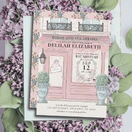 Invitación Panadería francesa Paris QR Bat Rosa Mitzvah