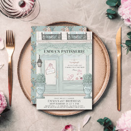Invitación Panadería Francesa Patisserie Paris Green Primer c