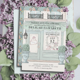 Invitación Panadería francesa Patisserie QR Green Bat Mitzvah