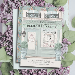 Invitación Panadería francesa Patisserie QR Green Bat Mitzvah