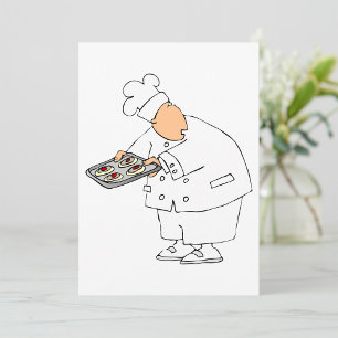 Invitación Panadero Chef de Dibujos Animados Divertido con Ba