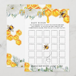 Invitación Panal Floral | Cartón de Bingo para Baby Shower de