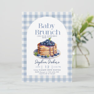Invitación Pancake Blueberry Gingham Baby Brunch Baby Shower