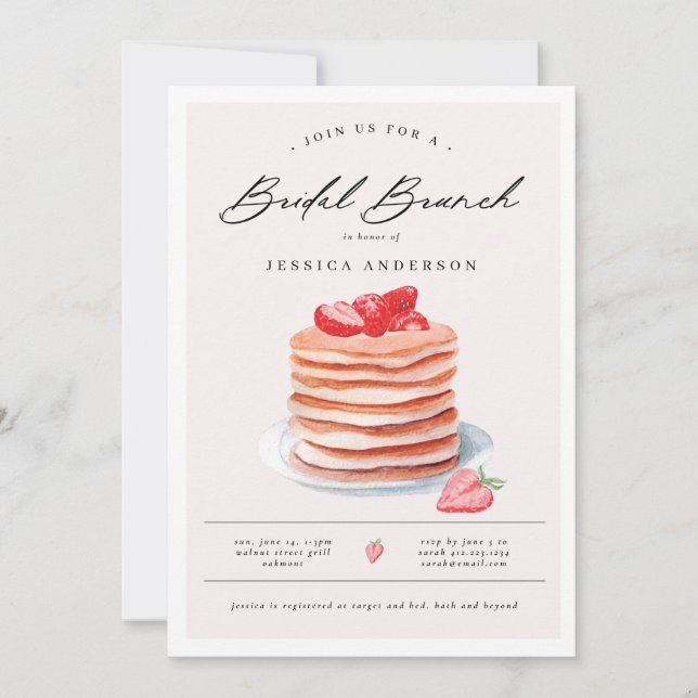 Invitación Pancake Bridal Brunch Bridal Bridal Bridal Shower (Anverso)
