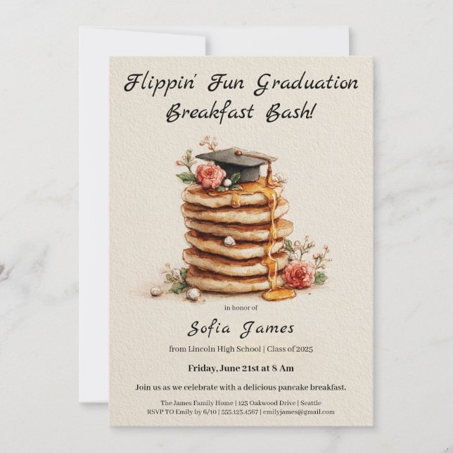 Invitación Pancake Brunch Graduation Celebration Invitation (Anverso)