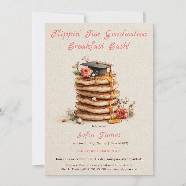 Invitación Pancake Brunch Graduation Celebration Invitation (Anverso)