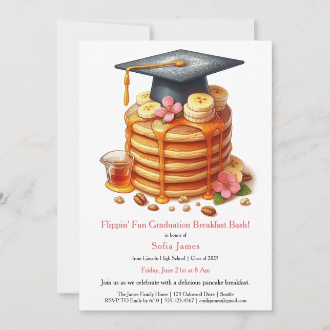 Invitación Pancake Graduation Breakfast Celebration (Anverso)