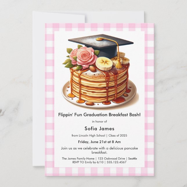 Invitación Pancake Graduation Breakfast Celebration (Anverso)