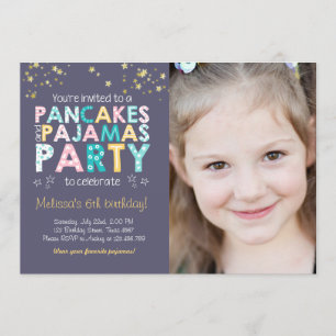 Invitación Pancake y Pajamas invitan al Chica de cumpleaños P