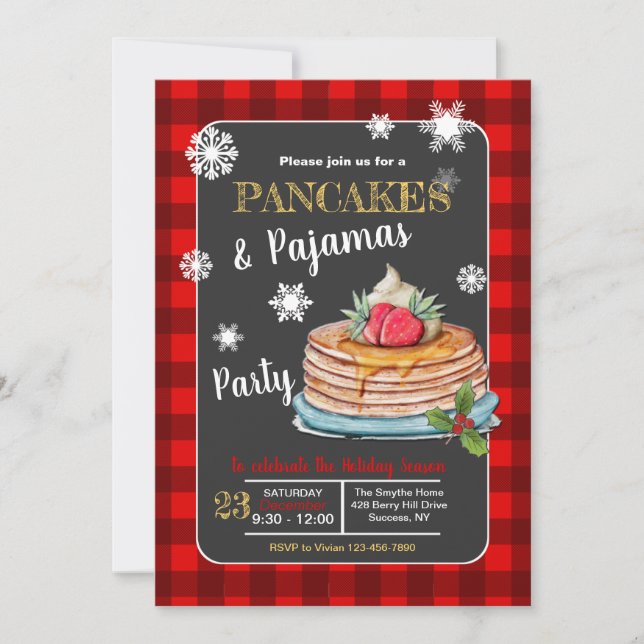 Invitación Pancakes and Pajamas Fiesta (Anverso)