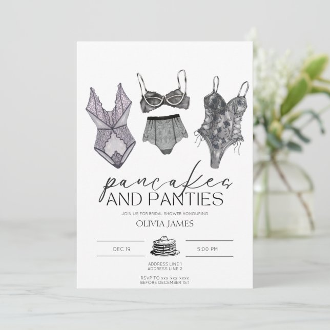 Invitación Pancakes and panties lencería ducha de novia (Anverso de pie)