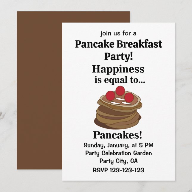 Invitación Pancakes Breakfast Party (Anverso / Reverso)