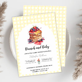 Invitación Pancakes Gingham Plaid Brunch Baby Shower