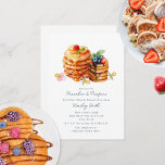 Invitación Pancakes   Pacificadores Baby Shower Breakfast Bru<br><div class="desc">Toque de "crepes y pacificadores" de la ducha de bebé Brunch con acuarela Inspirado Ilustracion de dos pilas de crepes con jarabe,  chocolate y fruta coronados.</div>