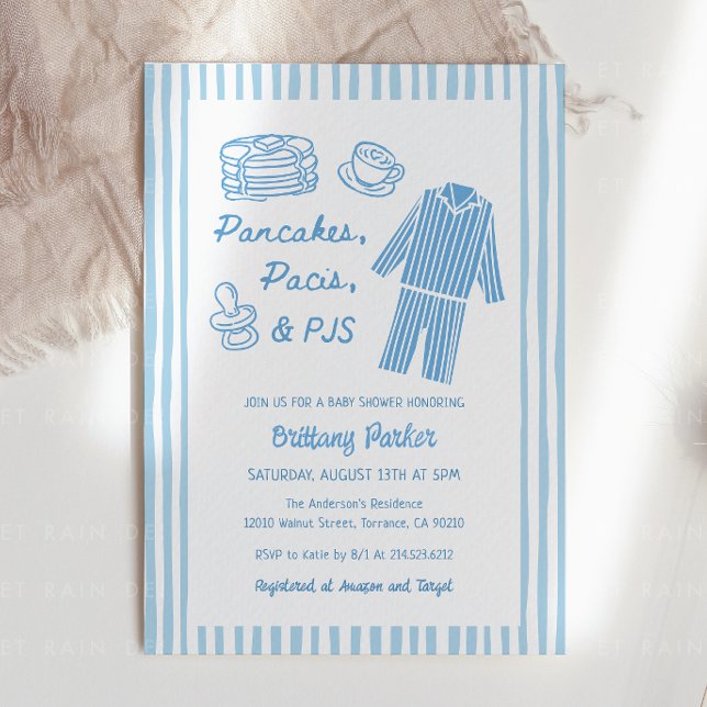 Invitación Pancakes, Pacis & PJs Boy Baby Shower (Subido por el creador)