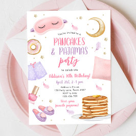Invitación Pancakes Pajamas Sleepover Slumber Fiesta Cumpleañ