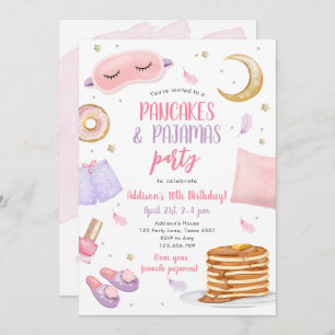 Invitación Pancakes Pajamas Sleepover Slumber Fiesta Cumpleañ
