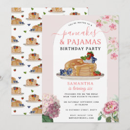 Invitación Pancakes Pijamas Cumpleaños de Niña Fiesta de Cump
