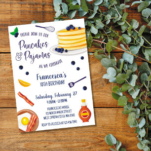 Invitación Pancakes Pijamas Fiesta de Cumpleaños Fiesta de pi