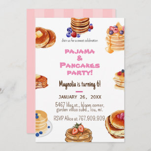 Invitación Pancakes simples y pijamas invitados