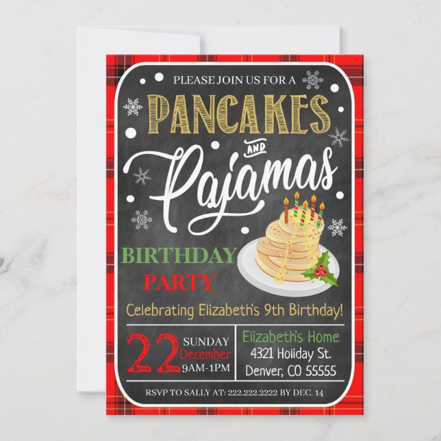 Invitación Pancakes Y Pajamas Invitados De Vacaciones (Anverso)
